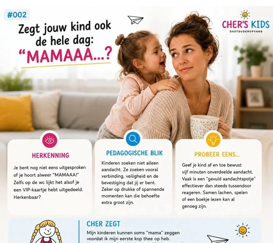 Cher deelt #002: Zegt jouw kind ook de hele dag MAMAAA? Met herkenning, pedagogische blik en tips voor ouders.