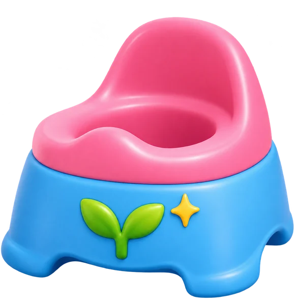 Een roze en blauw potje met een kiemplantje